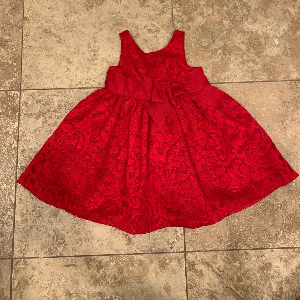 Janie and Jack holiday red jacquard dress 12-18m